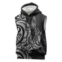 New Zealand Hammerhead Shark Sleeveless Hoodie Maori Haehae Mangopare Black - Polynesian Pride