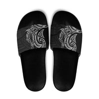 New Zealand Hammerhead Shark Slide Sandals Maori Haehae Mangopare Black - Polynesian Pride