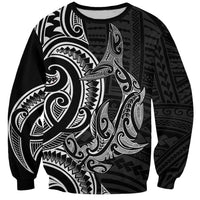New Zealand Hammerhead Shark Sweatshirt Maori Haehae Mangopare Black - Polynesian Pride