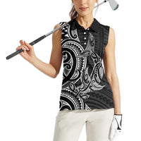 New Zealand Hammerhead Shark Women Sleeveless Polo Shirt Maori Haehae Mangopare Black - Polynesian Pride