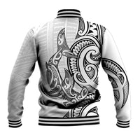 New Zealand Hammerhead Shark Baseball Jacket Maori Haehae Mangopare White - Polynesian Pride