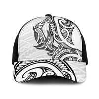 New Zealand Hammerhead Shark Baseball Net Cap Maori Haehae Mangopare White LT14 One Size Black White - Polynesian Pride