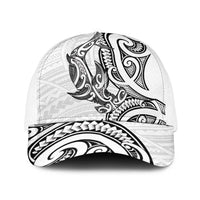 New Zealand Hammerhead Shark Baseball Net Cap Maori Haehae Mangopare White LT14 One Size White White - Polynesian Pride