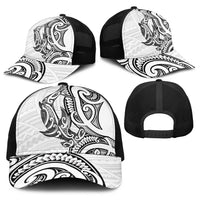 New Zealand Hammerhead Shark Baseball Net Cap Maori Haehae Mangopare White LT14 - Polynesian Pride