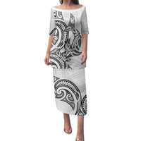 New Zealand Hammerhead Shark Family Matching Puletasi and Hawaiian Shirt Maori Haehae Mangopare White - Polynesian Pride