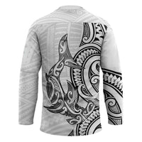 New Zealand Hammerhead Shark Hockey Jersey Maori Haehae Mangopare White LT14 - Polynesian Pride