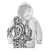New Zealand Hammerhead Shark Kid Hoodie Maori Haehae Mangopare White - Polynesian Pride