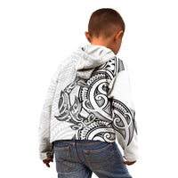 New Zealand Hammerhead Shark Kid Hoodie Maori Haehae Mangopare White - Polynesian Pride