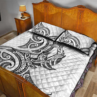 New Zealand Hammerhead Shark Quilt Bed Set Maori Haehae Mangopare White - Polynesian Pride