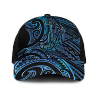 New Zealand Hammerhead Shark Baseball Net Cap Maori Haehae Mangopare Galaxy LT14 One Size Black Blue - Polynesian Pride