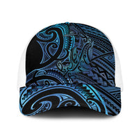 New Zealand Hammerhead Shark Baseball Net Cap Maori Haehae Mangopare Galaxy LT14 One Size White Blue - Polynesian Pride