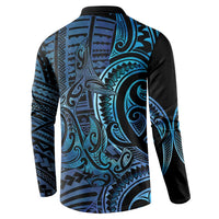 New Zealand Hammerhead Shark Button Sweatshirt Maori Haehae Mangopare Galaxy - Polynesian Pride