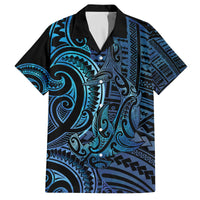 New Zealand Hammerhead Shark Family Matching Off The Shoulder Long Sleeve Dress and Hawaiian Shirt Maori Haehae Mangopare Galaxy - Polynesian Pride