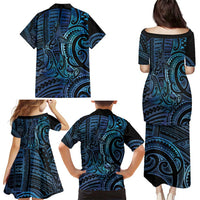 New Zealand Hammerhead Shark Family Matching Puletasi and Hawaiian Shirt Maori Haehae Mangopare Galaxy - Polynesian Pride