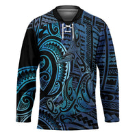 New Zealand Hammerhead Shark Hockey Jersey Maori Haehae Mangopare Galaxy LT14 Unisex Blue - Polynesian Pride