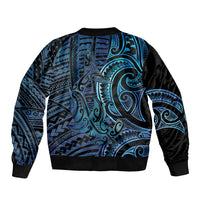 New Zealand Hammerhead Shark Sleeve Zip Bomber Jacket Maori Haehae Mangopare Galaxy - Polynesian Pride