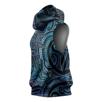 New Zealand Hammerhead Shark Sleeveless Hoodie Maori Haehae Mangopare Galaxy - Polynesian Pride