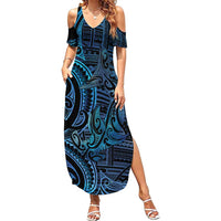 New Zealand Hammerhead Shark Summer Maxi Dress Maori Haehae Mangopare Galaxy - Polynesian Pride