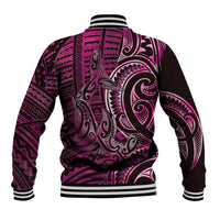 New Zealand Hammerhead Shark Baseball Jacket Maori Haehae Mangopare Pink - Polynesian Pride