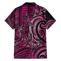 New Zealand Hammerhead Shark Family Matching Tank Maxi Dress and Hawaiian Shirt Maori Haehae Mangopare Pink - Polynesian Pride