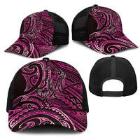 New Zealand Hammerhead Shark Mesh Trucker Cap Maori Haehae Mangopare Pink - Polynesian Pride