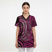 New Zealand Hammerhead Shark Scrub Top Maori Haehae Mangopare Pink - Polynesian Pride