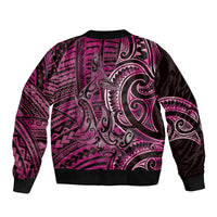 New Zealand Hammerhead Shark Sleeve Zip Bomber Jacket Maori Haehae Mangopare Pink LT14 - Polynesian Pride