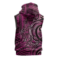 New Zealand Hammerhead Shark Sleeveless Zip Hoodie Maori Haehae Mangopare Pink - Polynesian Pride