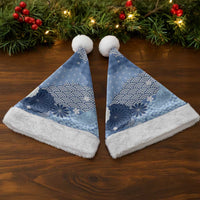 Blue Palaka Japanese Patterns Christmas Santa Hat Asanoha Seigaiha Sakura Motif LT14 - Polynesian Pride