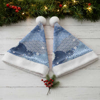 Blue Palaka Japanese Patterns Christmas Santa Hat Asanoha Seigaiha Sakura Motif LT14 - Polynesian Pride