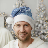 Blue Palaka Japanese Patterns Christmas Santa Hat Asanoha Seigaiha Sakura Motif LT14 - Polynesian Pride