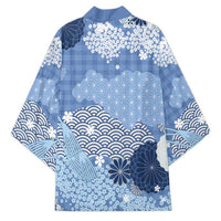 Blue Palaka Japanese Patterns Kimono Asanoha Seigaiha Sakura Motif LT14 - Polynesian Pride