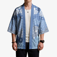 Blue Palaka Japanese Patterns Kimono Asanoha Seigaiha Sakura Motif LT14 - Polynesian Pride