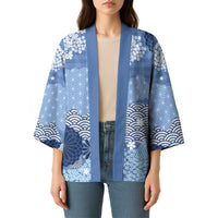 Blue Palaka Japanese Patterns Kimono Asanoha Seigaiha Sakura Motif LT14 - Polynesian Pride