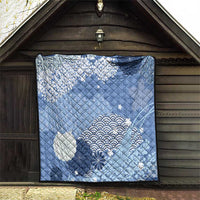 Blue Palaka Japanese Patterns Quilt Asanoha Seigaiha Sakura Motif - Polynesian Pride