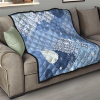 Blue Palaka Japanese Patterns Quilt Asanoha Seigaiha Sakura Motif - Polynesian Pride