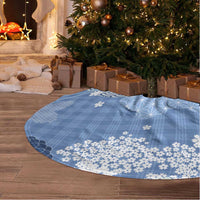 Blue Palaka Japanese Patterns Tree Skirt Asanoha Seigaiha Sakura Motif - Polynesian Pride