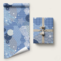Blue Palaka Japanese Patterns Wrapping Paper Asanoha Seigaiha Sakura Motif - Polynesian Pride