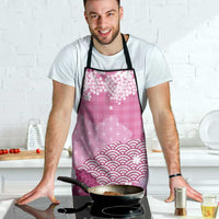 Pink Palaka Japanese Patterns Apron Asanoha Seigaiha Sakura Motif - Polynesian Pride