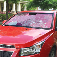 Pink Palaka Japanese Patterns Auto Sun Shade Asanoha Seigaiha Sakura Motif - Polynesian Pride