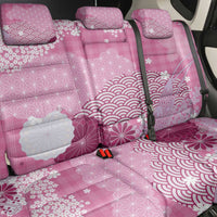 Pink Palaka Japanese Patterns Back Car Seat Cover Asanoha Seigaiha Sakura Motif - Polynesian Pride