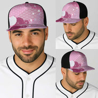 Pink Japanese Traditional Motifs Baseball Net Cap Palaka With Asanoha Seigaiha Sakura - Polynesian Pride