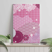 Pink Palaka Japanese Patterns Canvas Wall Art Asanoha Seigaiha Sakura Motif - Polynesian Pride