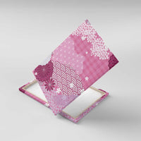 Pink Palaka Japanese Patterns Canvas Wall Art Asanoha Seigaiha Sakura Motif - Polynesian Pride