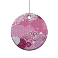 Pink Palaka Japanese Patterns Ceramic Ornament Asanoha Seigaiha Sakura Motif - Polynesian Pride