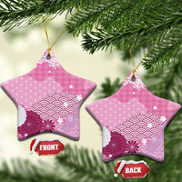 Pink Palaka Japanese Patterns Ceramic Ornament Asanoha Seigaiha Sakura Motif - Polynesian Pride