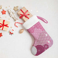 Pink Palaka Japanese Patterns Christmas Stocking Asanoha Seigaiha Sakura Motif - Polynesian Pride
