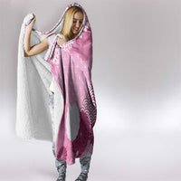 Pink Palaka Japanese Patterns Hooded Blanket Asanoha Seigaiha Sakura Motif - Polynesian Pride