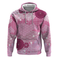 Pink Palaka Japanese Patterns Hoodie Asanoha Seigaiha Sakura Motif - Polynesian Pride