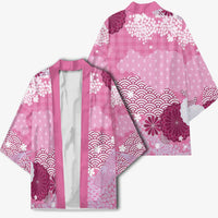 Pink Palaka Japanese Patterns Kimono Asanoha Seigaiha Sakura Motif LT14 - Polynesian Pride